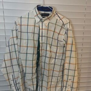 Paul Fredrick White and Blue Check Shirt